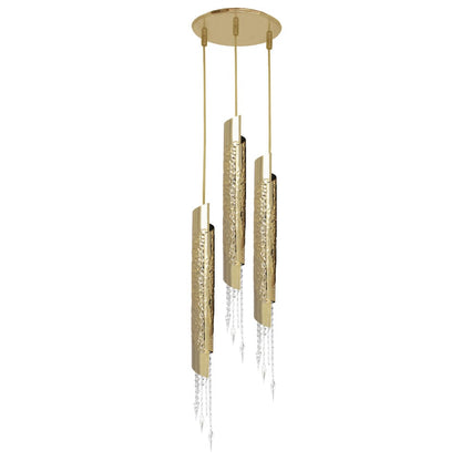 Gold Plated Contemporary Crystal Pendant Chandelier