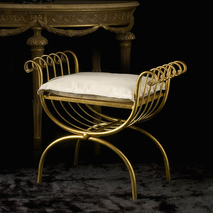 High-End Handmade Romanesque Gold Leaf Stool