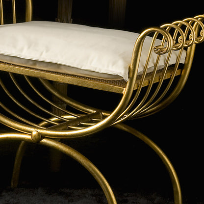 High-End Handmade Romanesque Gold Leaf Stool