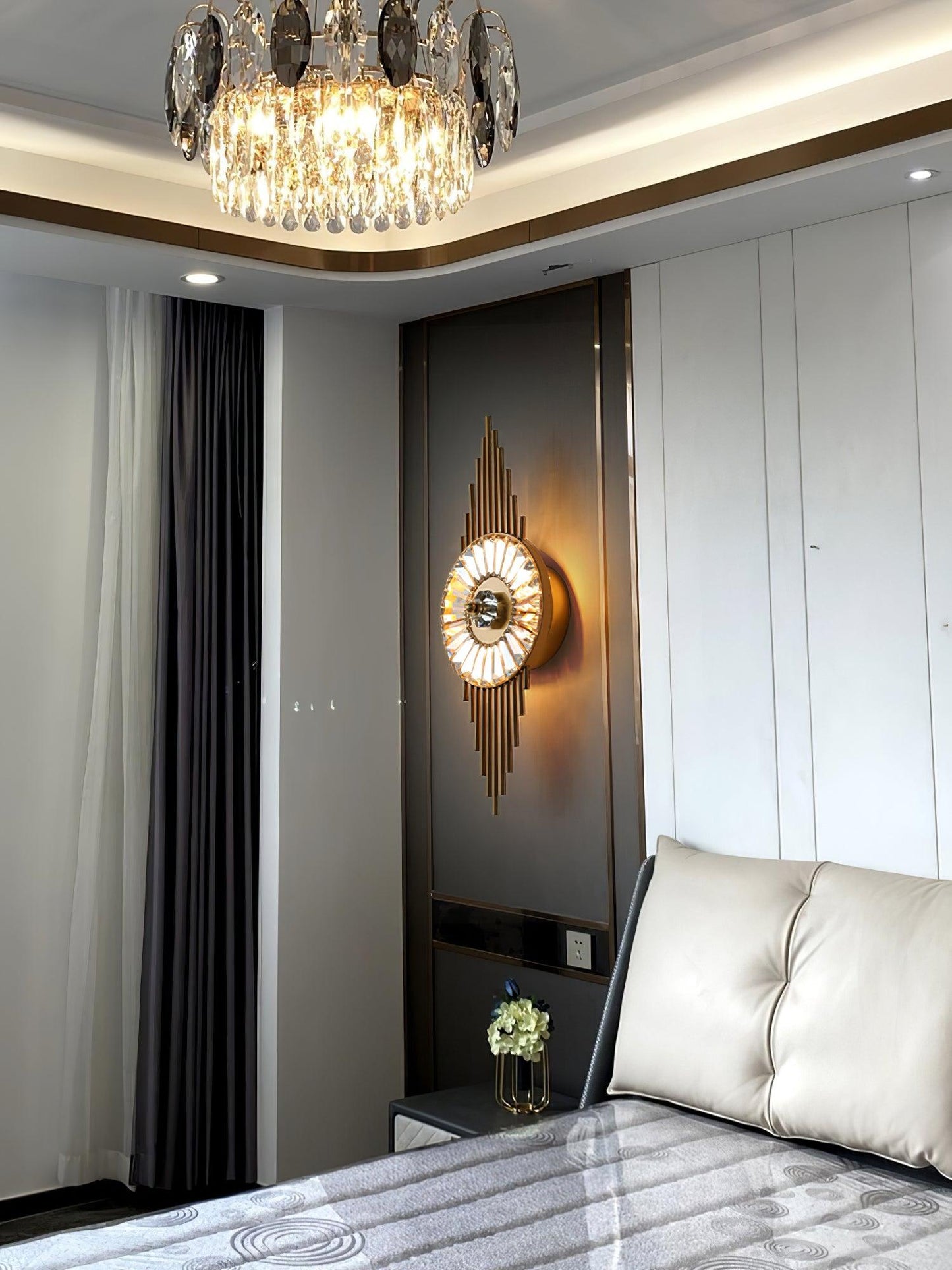 Crystal Gear Gold Wall Light