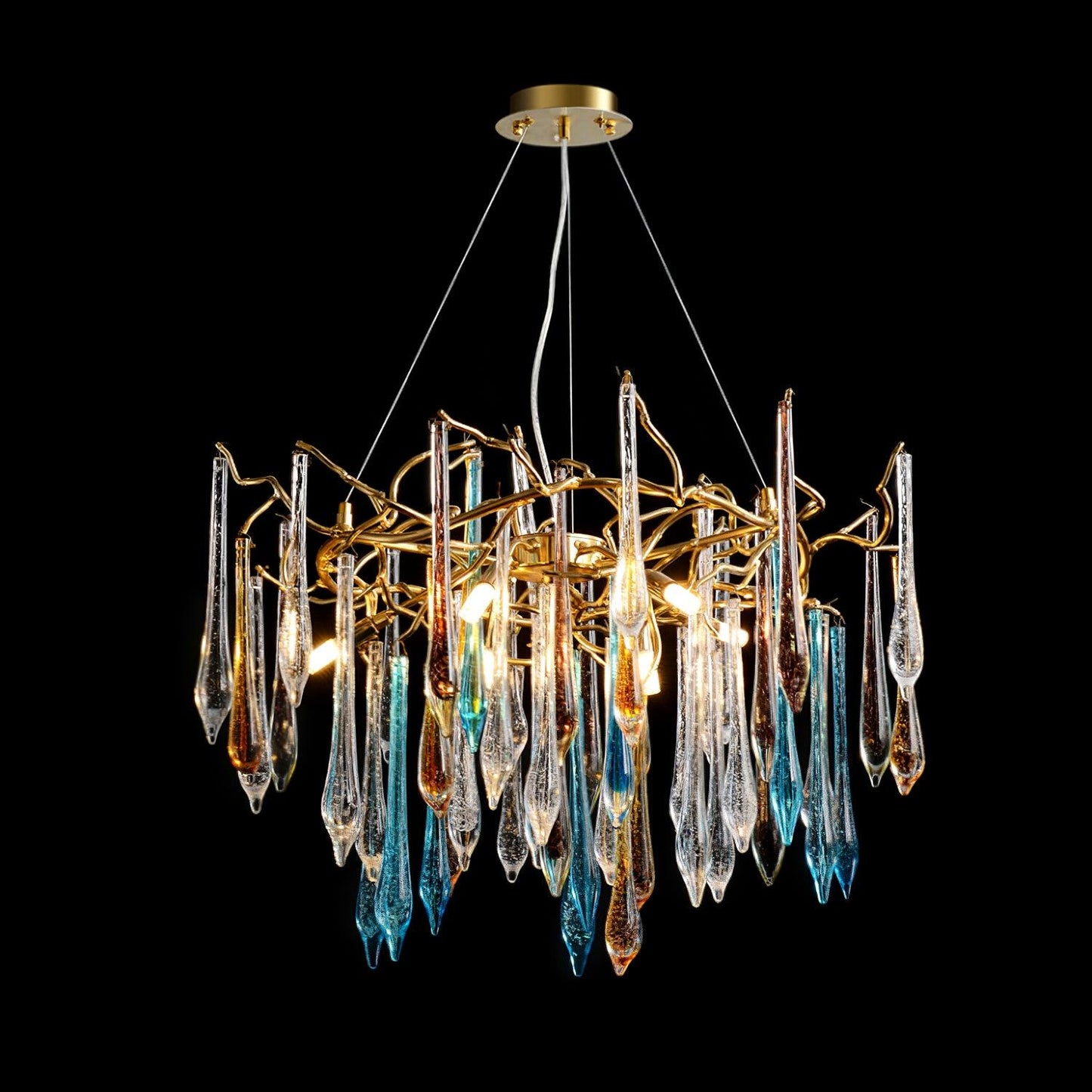 Gold Round Teardrop Gasolier Chandelier