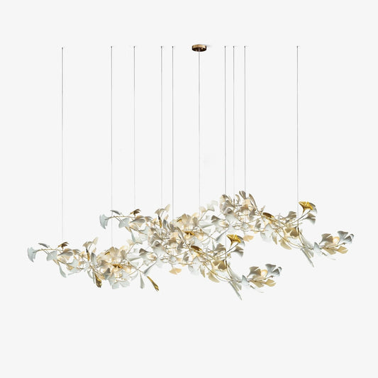 Gold White Leaves Combination Gingko Gasolier Chandeliers