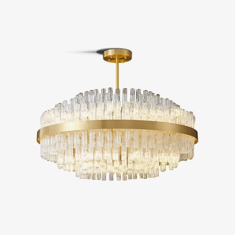 Gold & Clear Rod Crown Chandelier