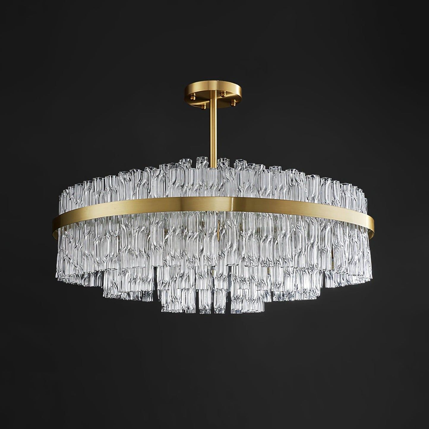 Gold & Clear Rod Crown Chandelier