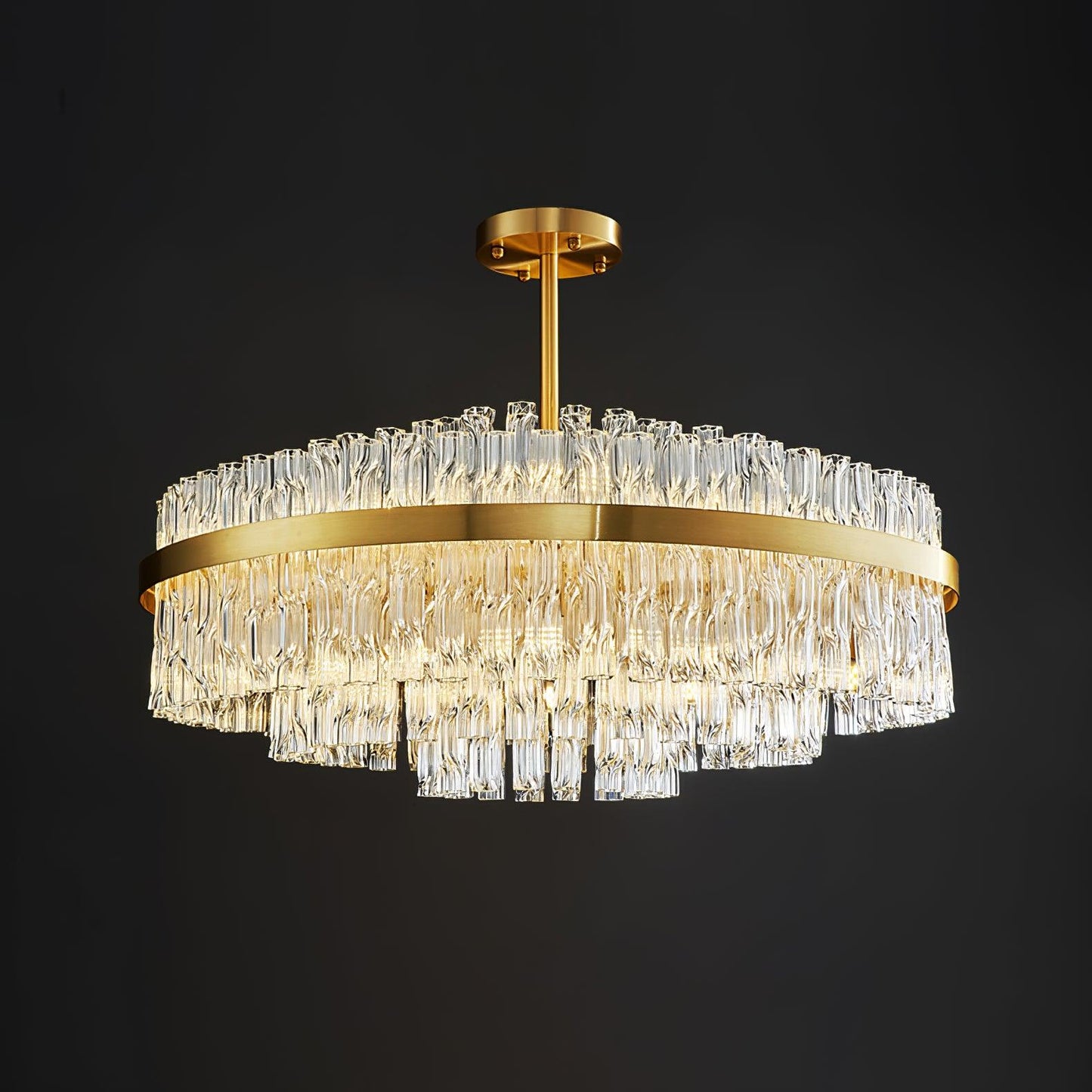 Gold & Clear Rod Crown Chandelier