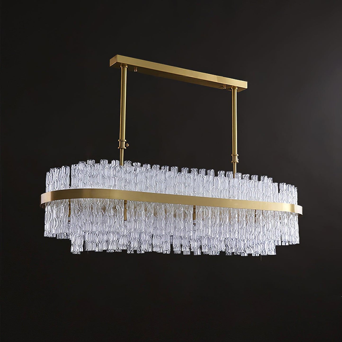 Gold & Clear Rod Crown Chandelier