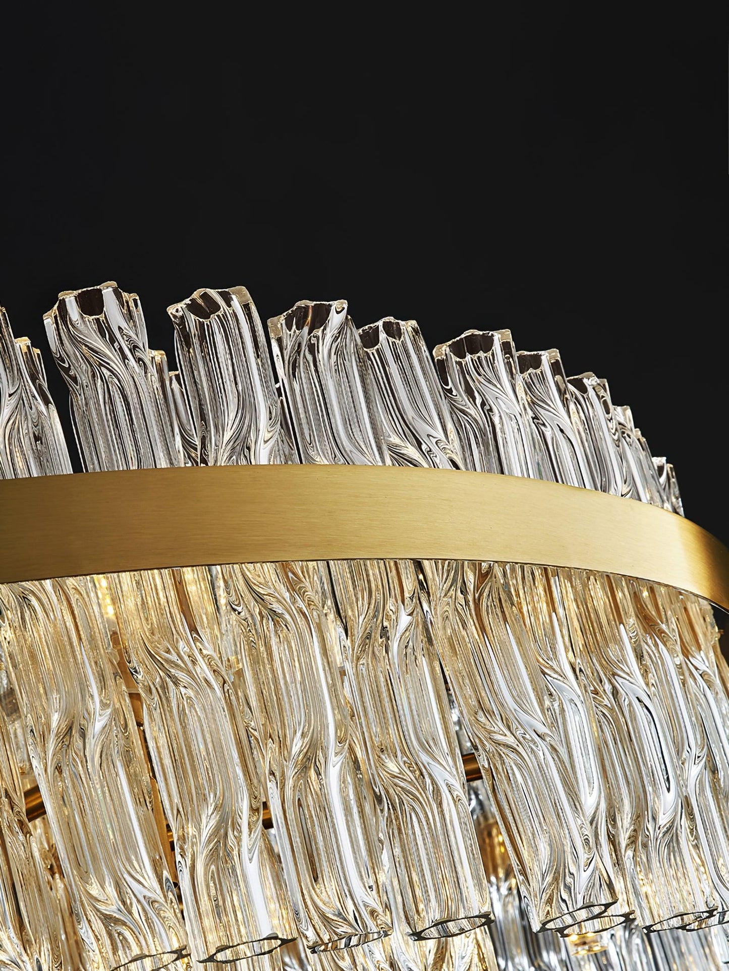 Gold & Clear Rod Crown Chandelier