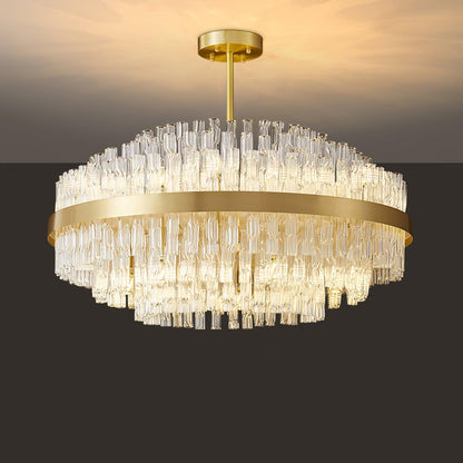 Gold & Clear Rod Crown Chandelier