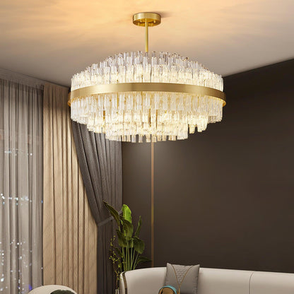 Gold & Clear Rod Crown Chandelier