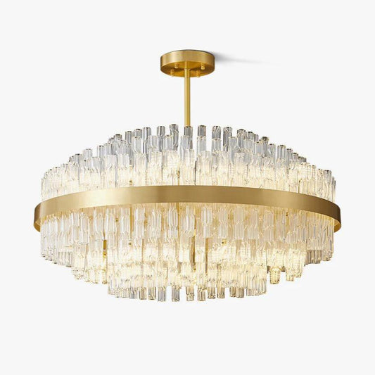 Gold & Clear Rod Crown Chandelier