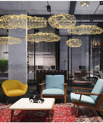 Golden Cloud Weave Pendant Light