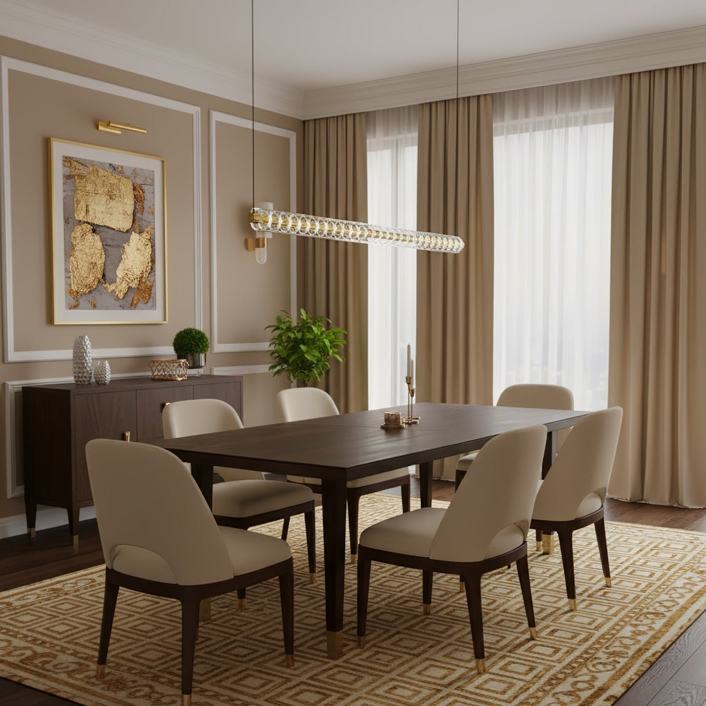 Golden Grid Linear Pendant Lamp