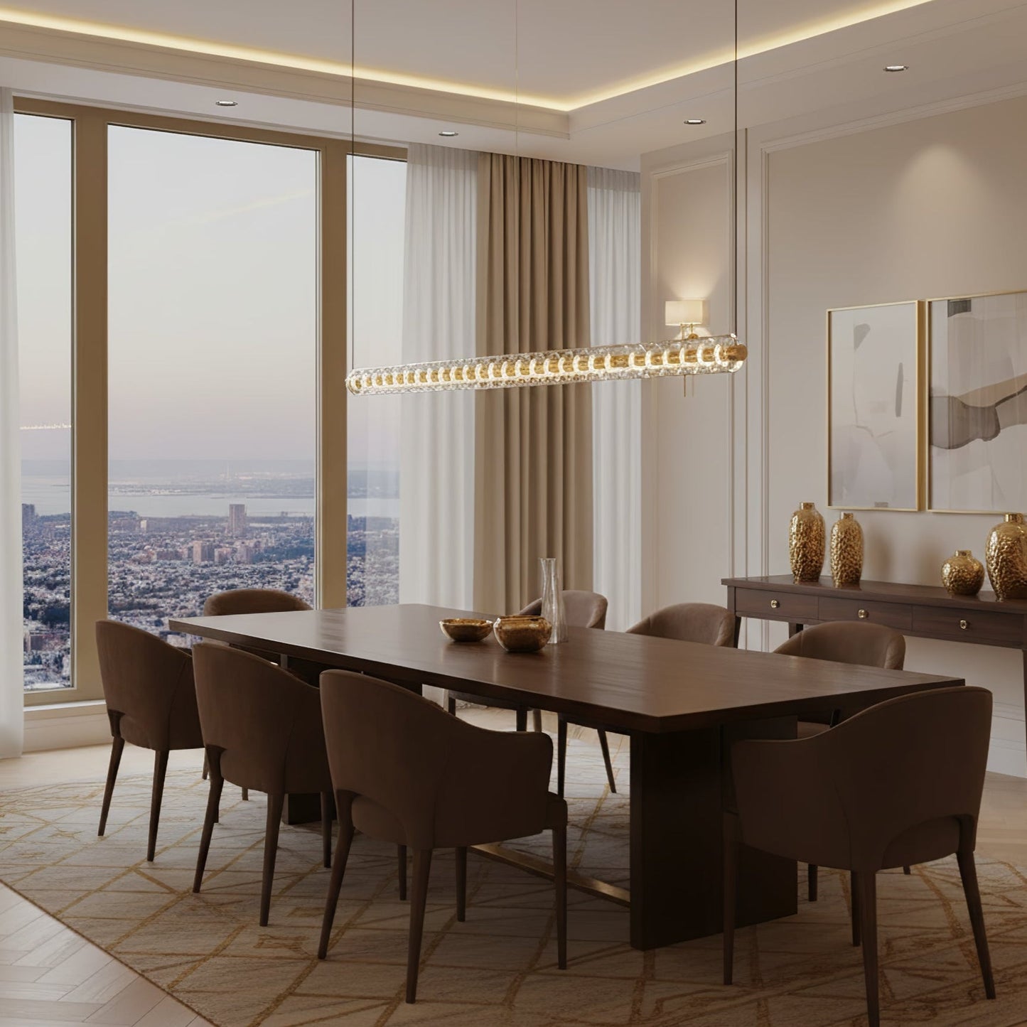 Golden Grid Linear Pendant Lamp