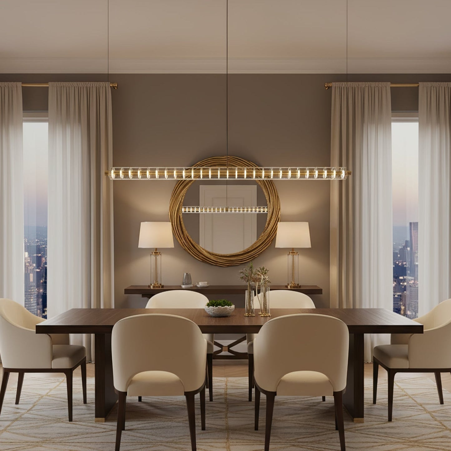 Golden Grid Linear Pendant Lamp
