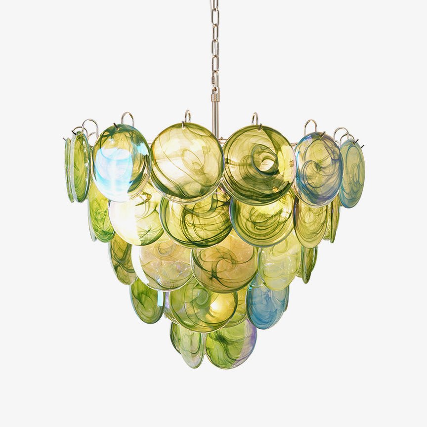 Green Murano Disc Electrolier Chandelier