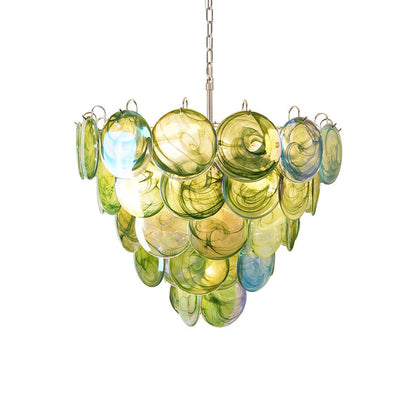 Green Murano Disc Electrolier Chandelier