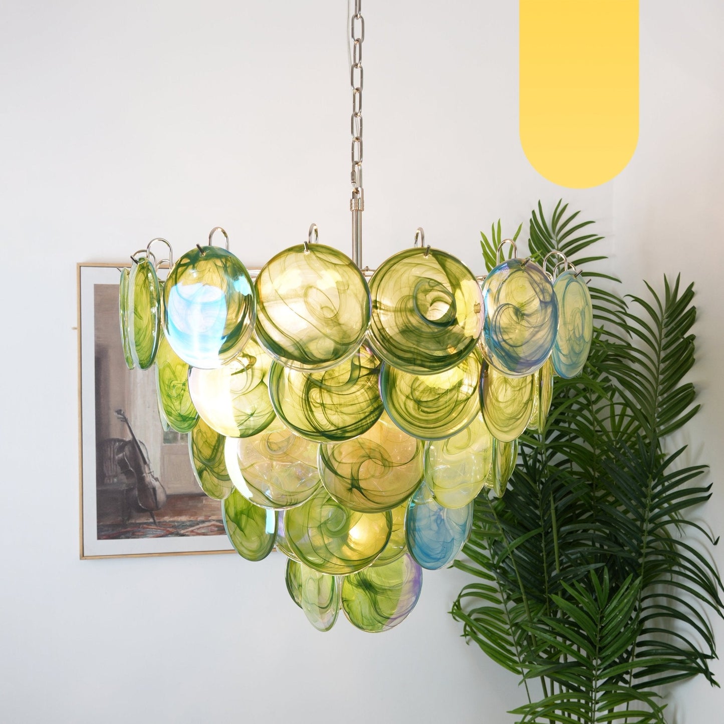 Green Murano Disc Electrolier Chandelier