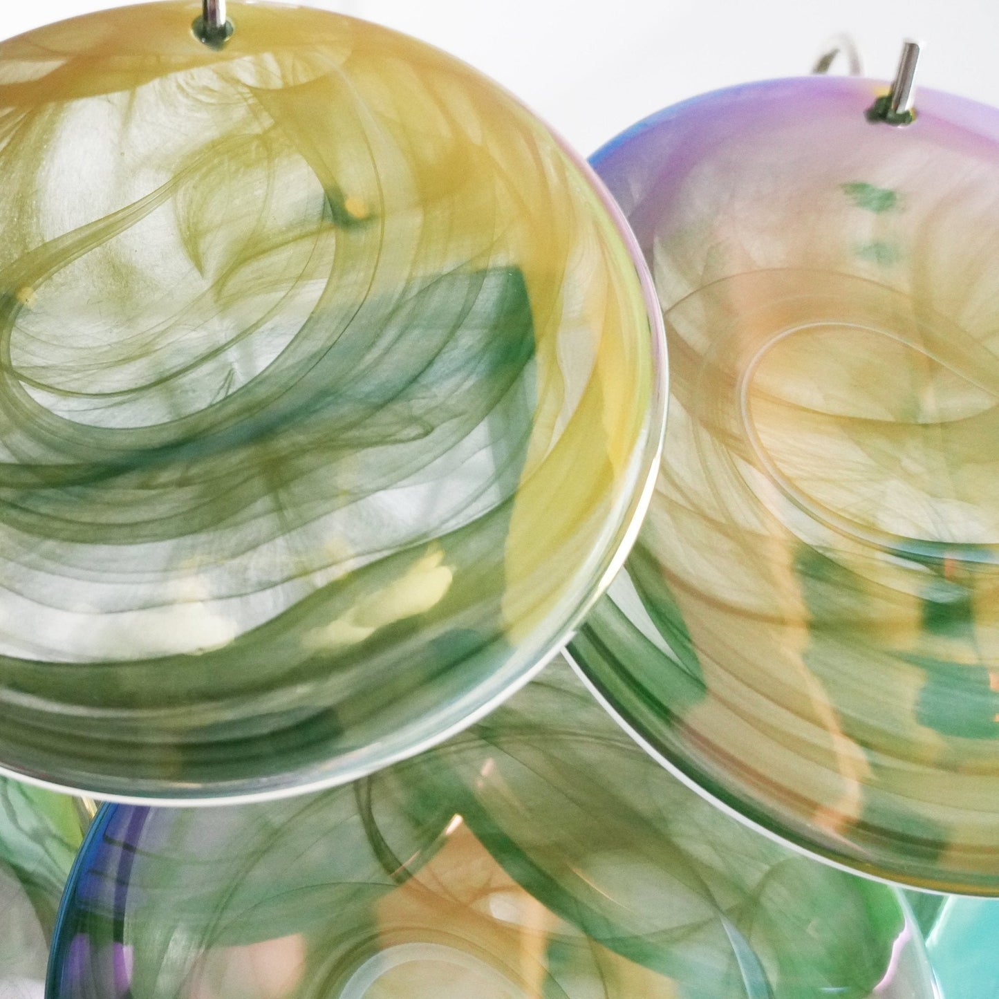 Green Murano Disc Electrolier Chandelier