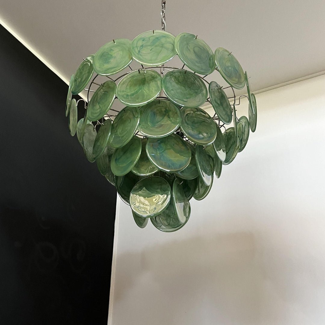 Green Murano Disc Electrolier Chandelier