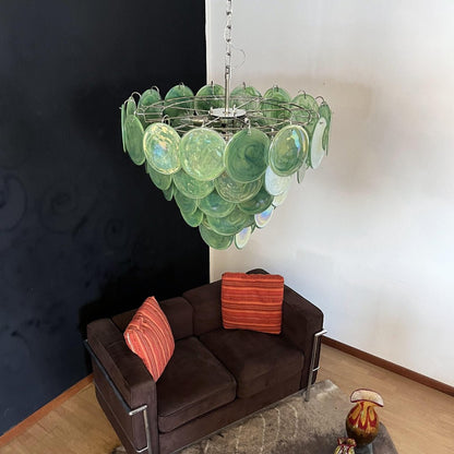 Green Murano Disc Electrolier Chandelier