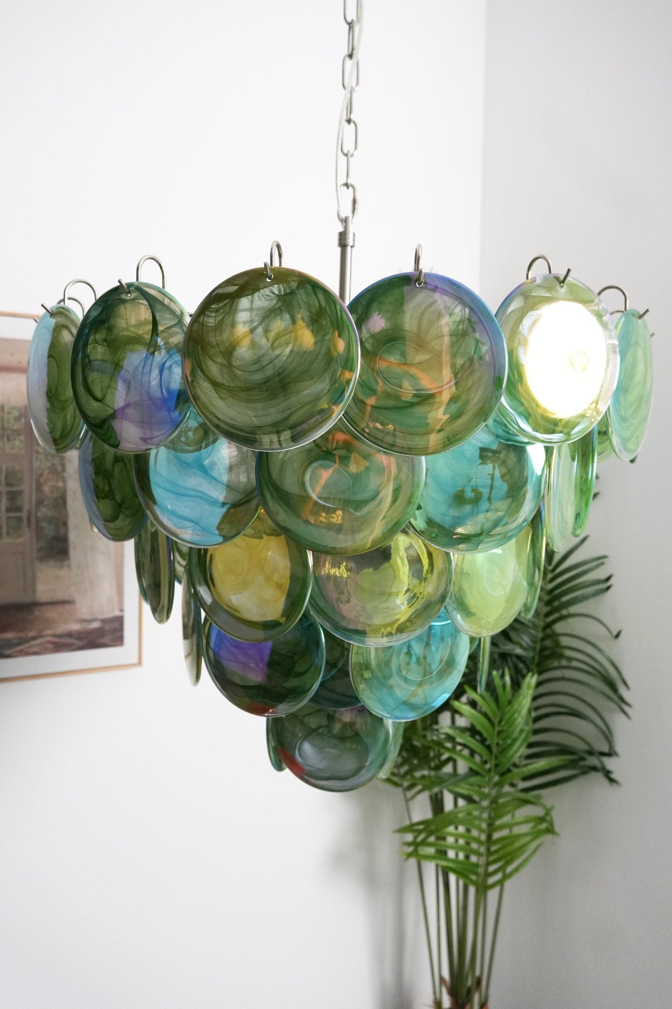 Green Murano Disc Electrolier Chandelier