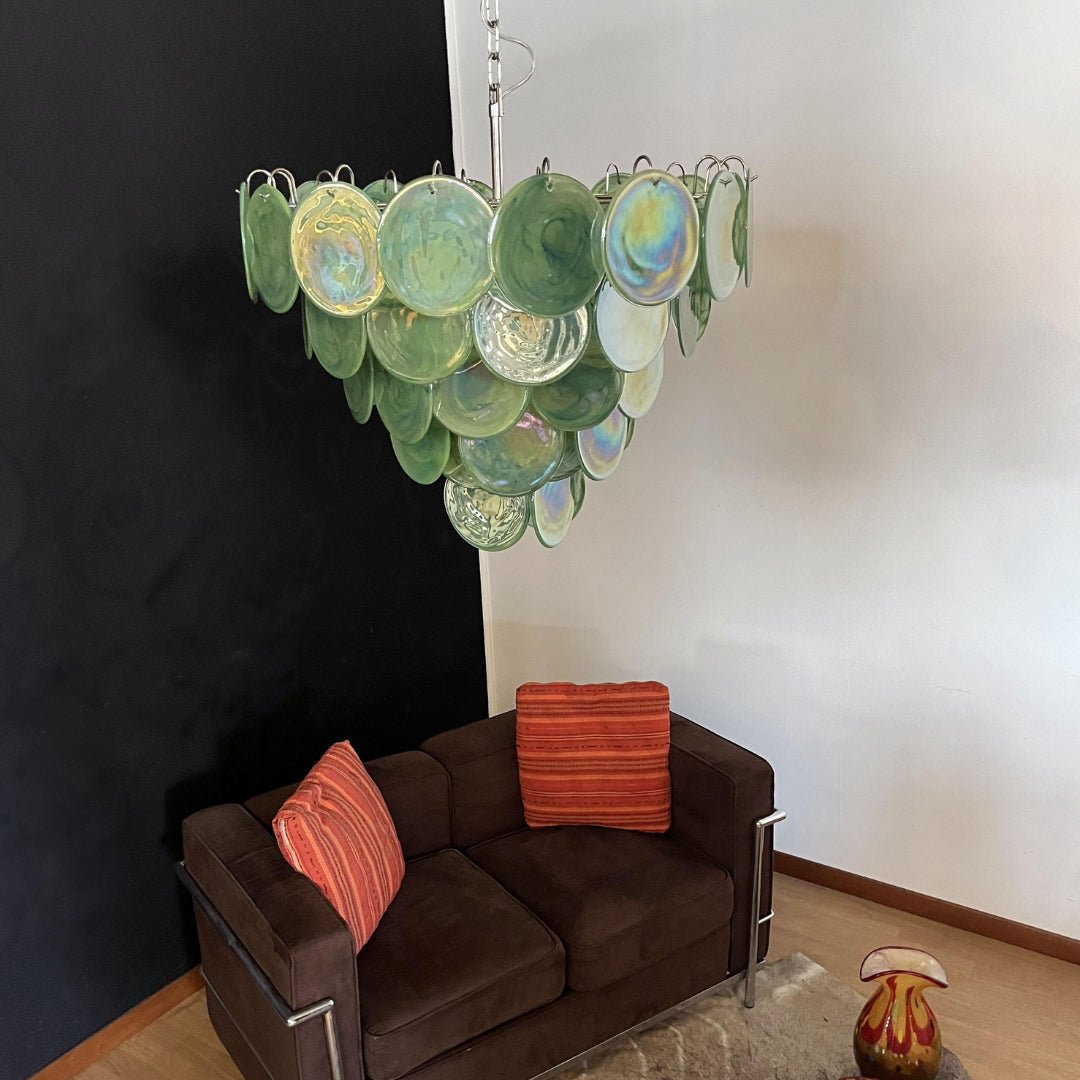 Green Murano Disc Electrolier Chandelier