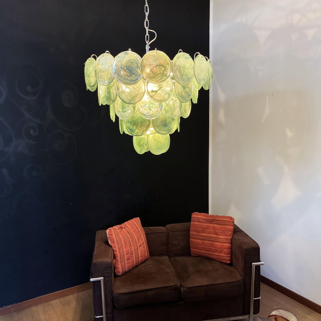 Green Murano Disc Electrolier Chandelier