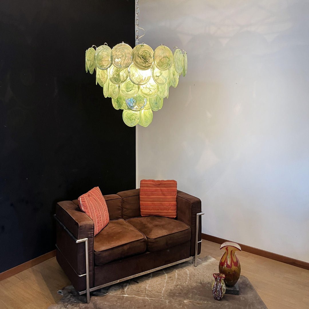 Green Murano Disc Electrolier Chandelier