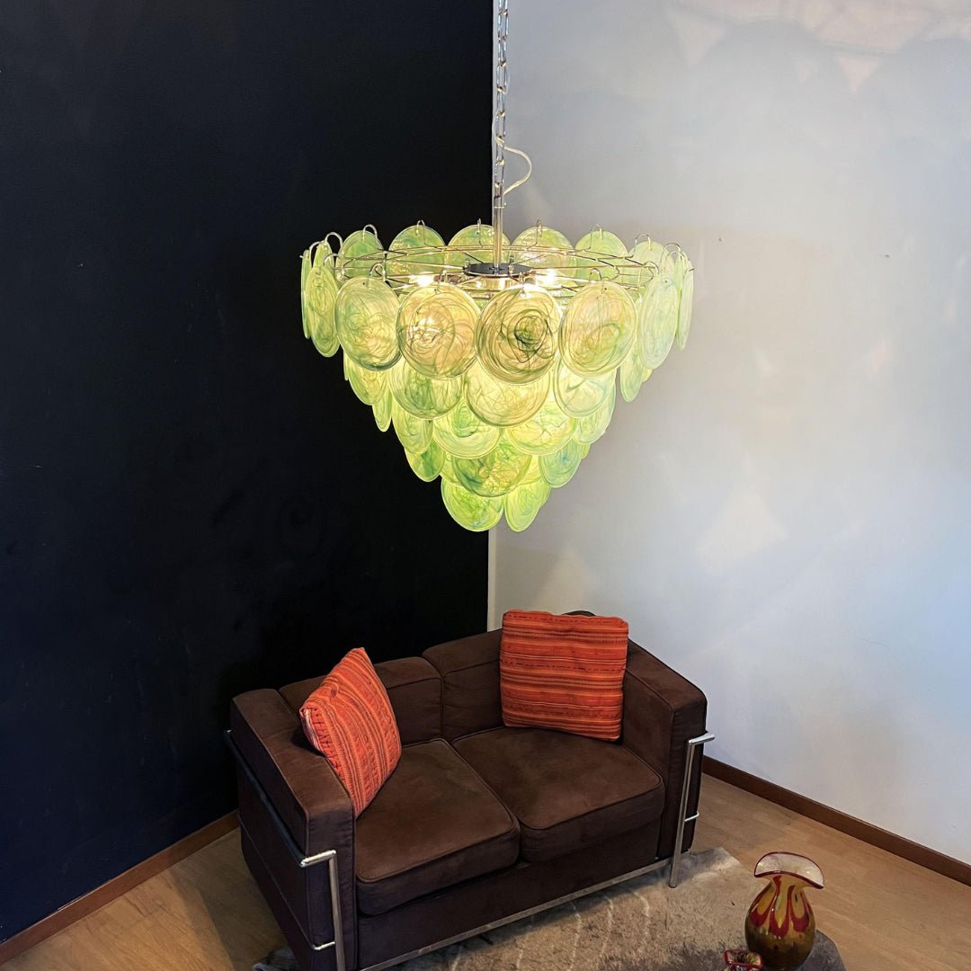 Green Murano Disc Electrolier Chandelier