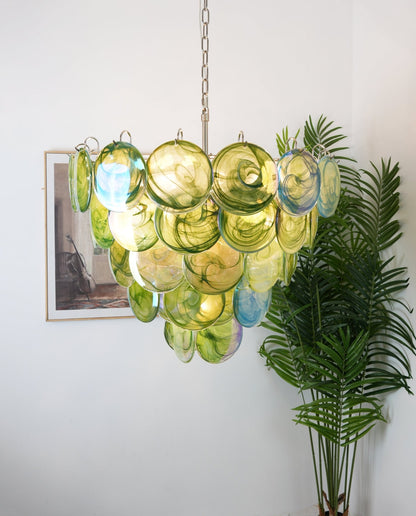 Green Murano Disc Electrolier Chandelier