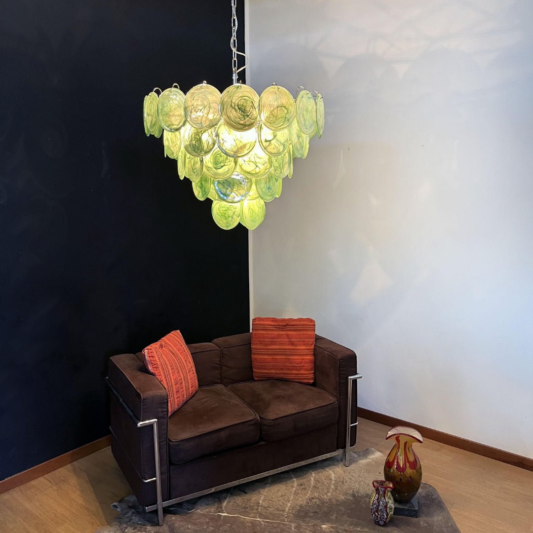 Green Murano Disc Electrolier Chandelier