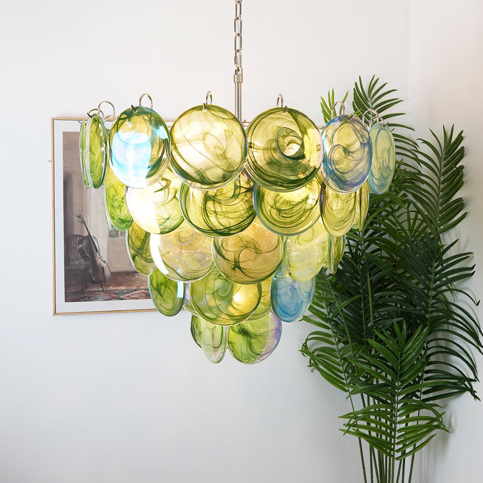 Green Murano Disc Electrolier Chandelier