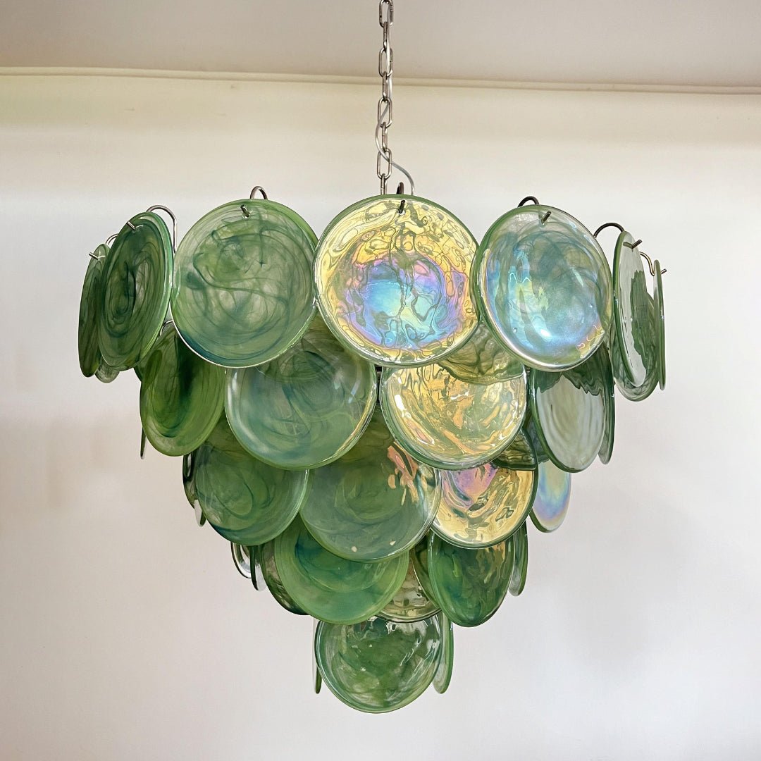 Green Murano Disc Electrolier Chandelier