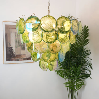 Green Murano Disc Electrolier Chandelier