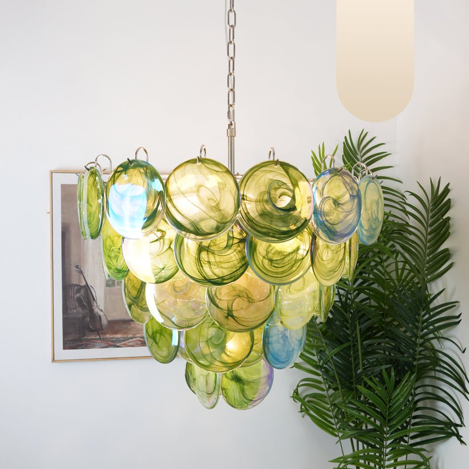 Green Murano Disc Electrolier Chandelier