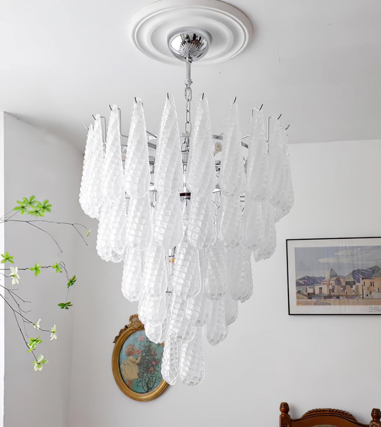 Grid Glass Waterfall Ceiling fixture Chandelier