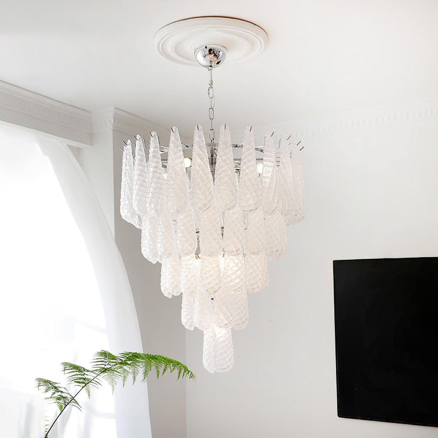 Grid Glass Waterfall Ceiling fixture Chandelier