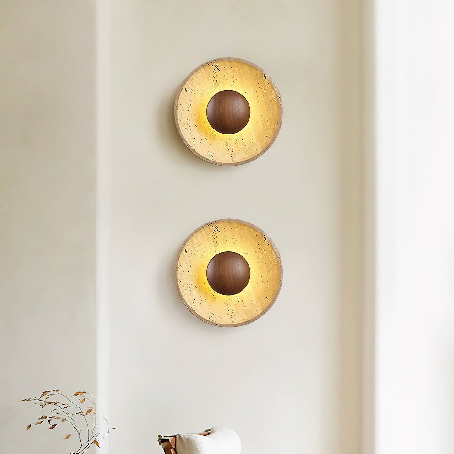 Halo Travertine Wall light fixture Wall Light