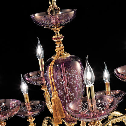 Hand Blown Amethyst Glass Chandelier