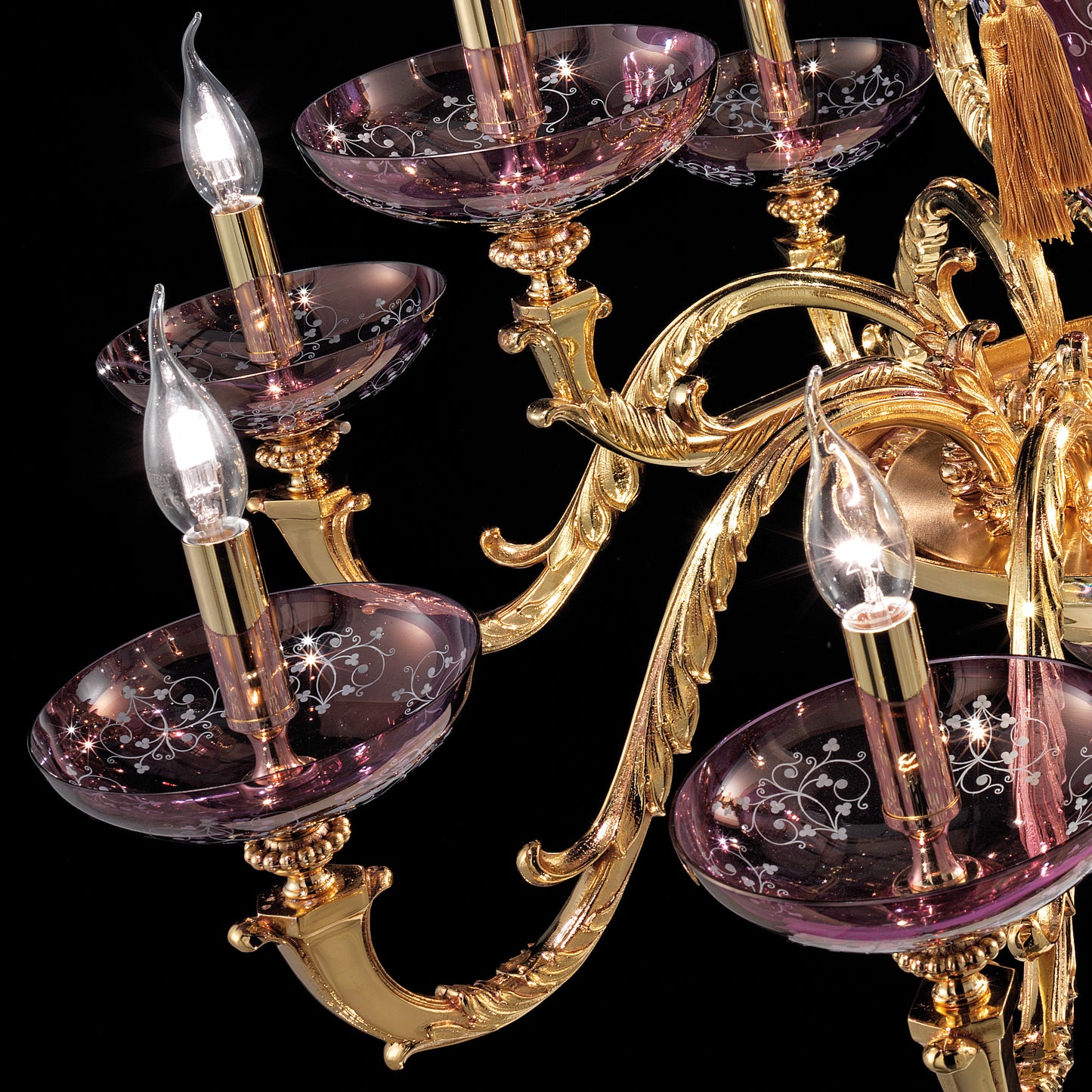 Hand Blown Amethyst Glass Chandelier