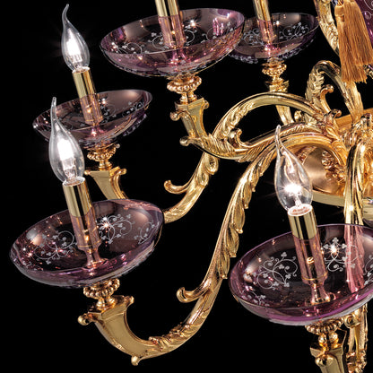 Hand Blown Amethyst Glass Chandelier