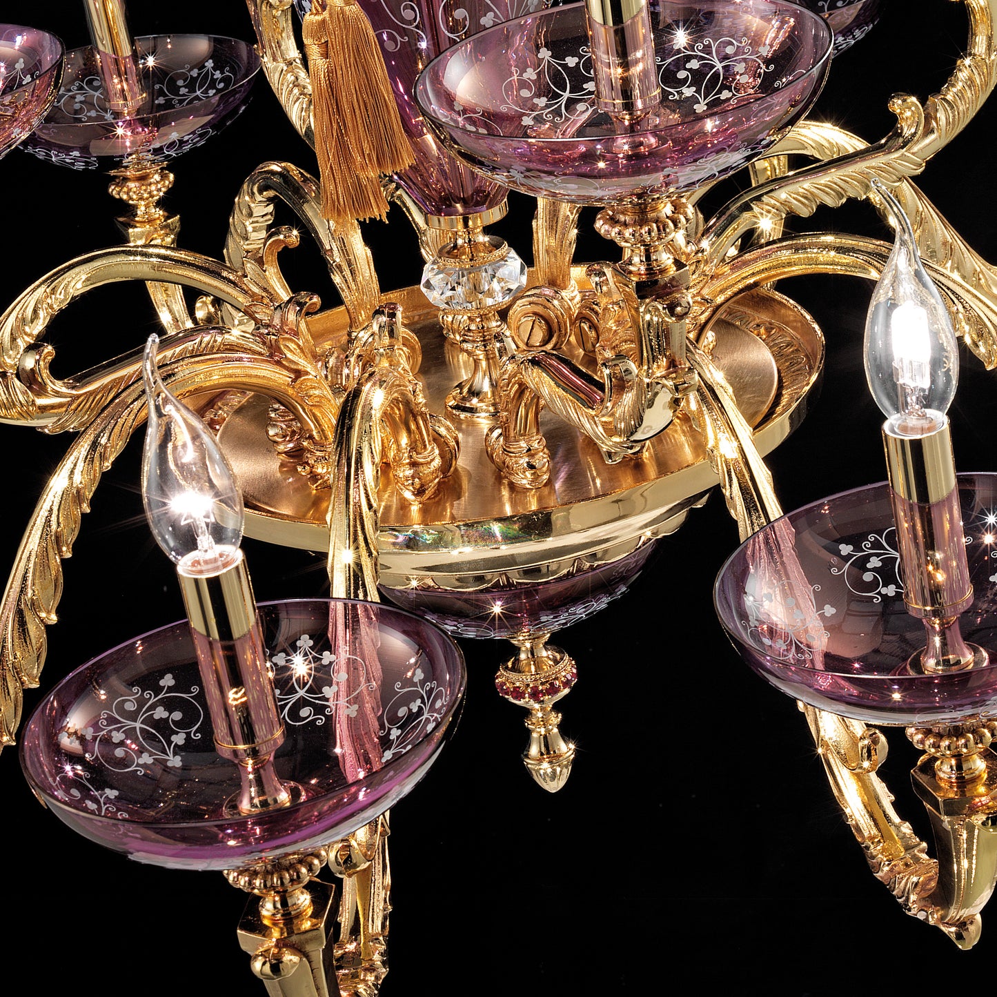 Hand Blown Amethyst Glass Chandelier