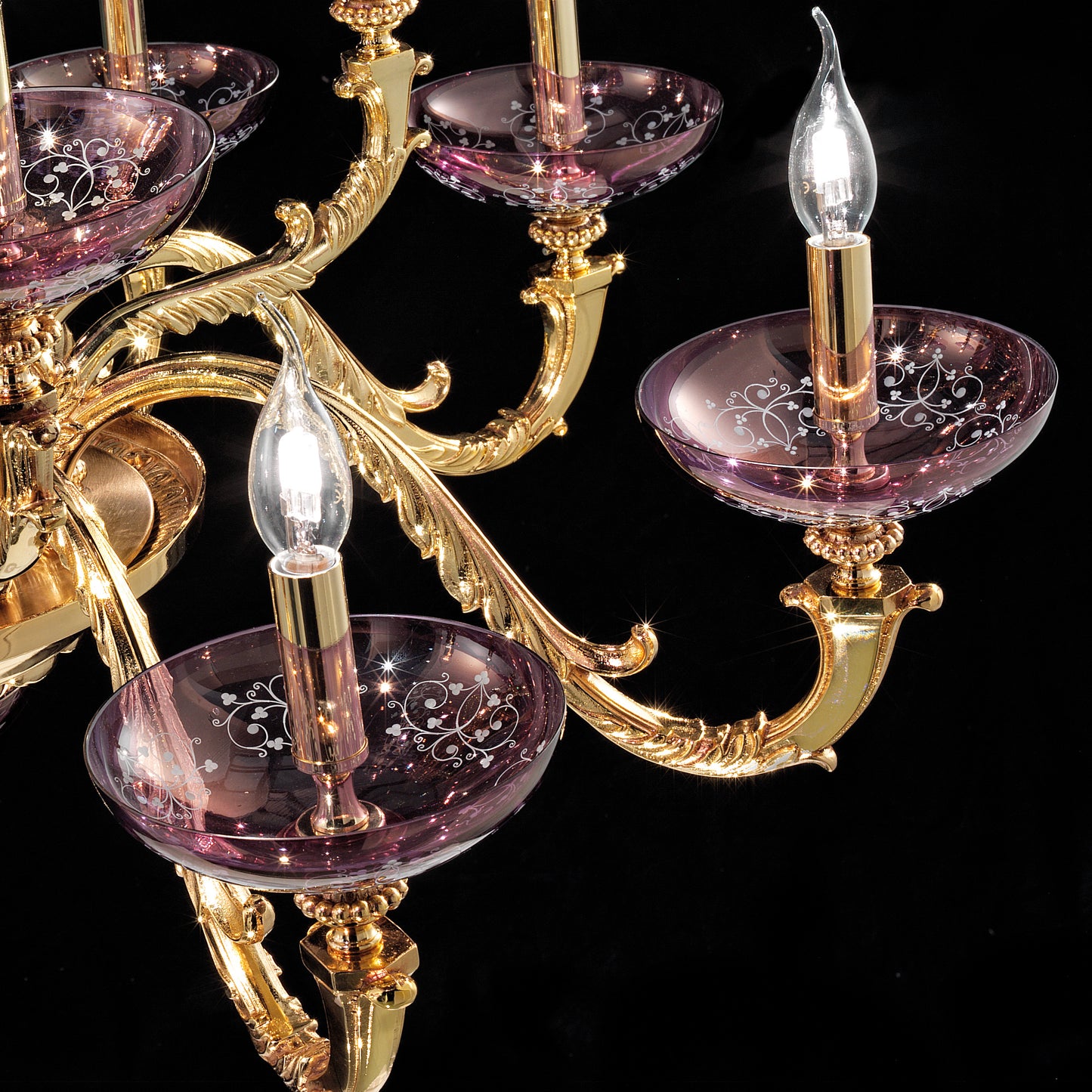 Hand Blown Amethyst Glass Chandelier