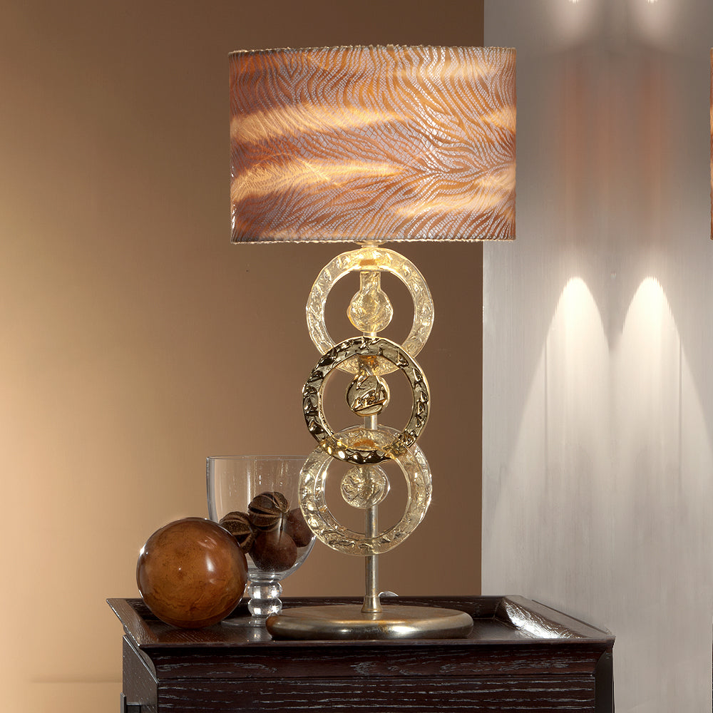 Luxury Hand Made Gold Glass Italian Table Lamp