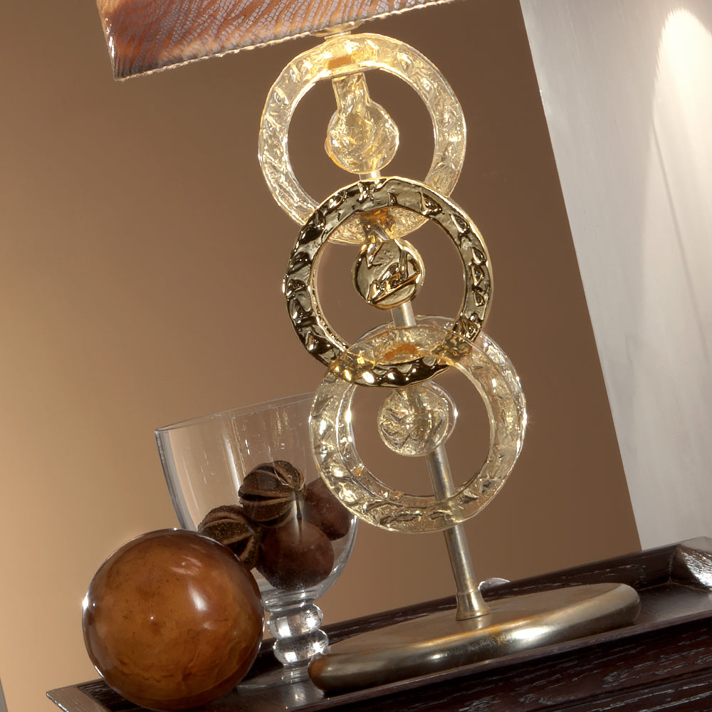 Luxury Hand Made Gold Glass Italian Table Lamp