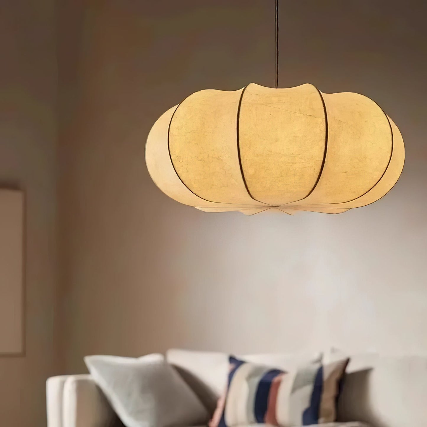 Oblate Silk Hanging light Pendant Lamp