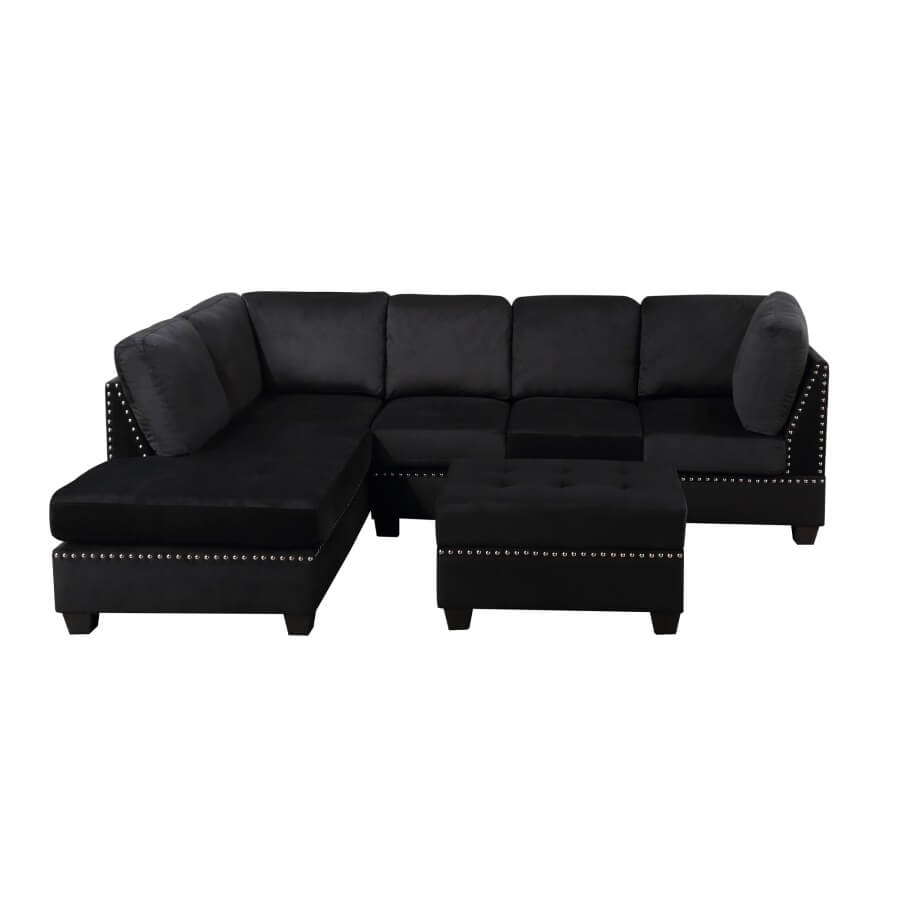 Convertible Chaise L-Shaped Sectional Sofa with Ottoman Storage