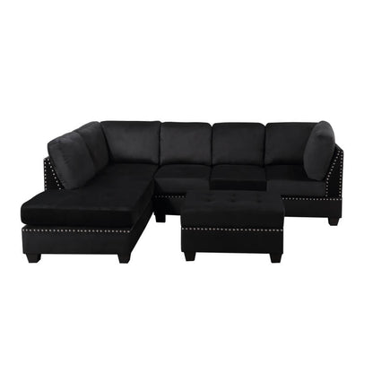 Convertible Chaise L-Shaped Sectional Sofa with Ottoman Storage