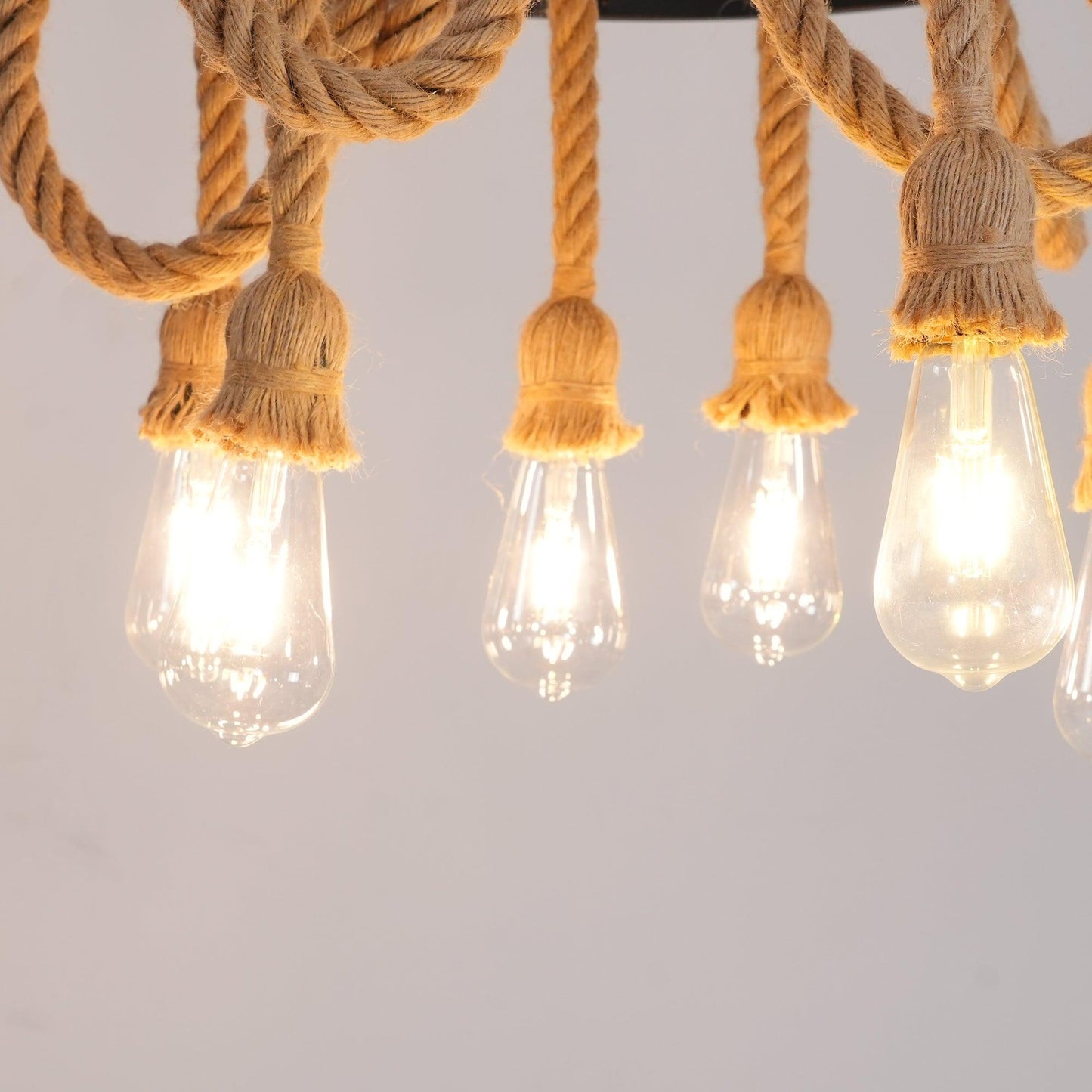 Hemp Rope Industrial Six Head Ceiling fixture Chandelier