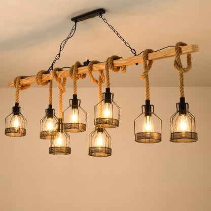 Hemp Rope Industrial Grenade Crown Chandelier